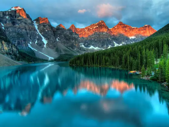 A mountain range reflected in Moraine Lake